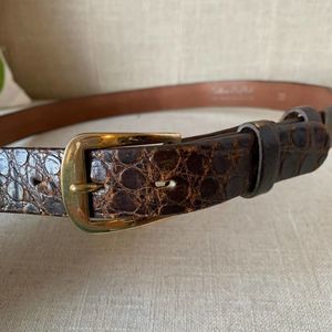 Vintage Brown Alligator Belt Size 30 Small/Medium